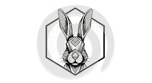 Geometric rabbit illustration within a hexagonal