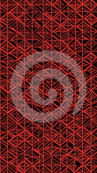 Geometric red and black abstract pattern with angular shapes and lines