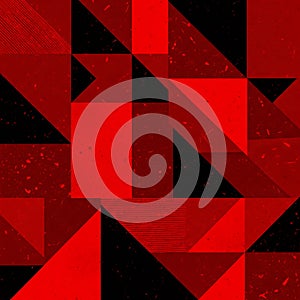 Geometric Red and Black Tiled Abstract Pattern