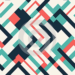 Geometric Red And Blue Abstract Pattern With Striped Designs photo