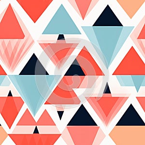 Geometric Red And Blue Triangles Pattern For Surface Printing