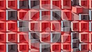 Geometric red cube pattern background, abstract 3D design and modern texture, Stock Photo, Generative AI