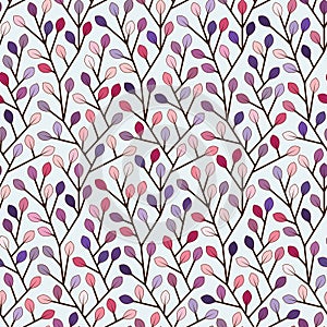 Seamless floral pattern with multicolored leaves. Vector image.