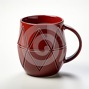Geometric Red Mug With Tetrahedron Design - Photorealistic 3d Rendering photo