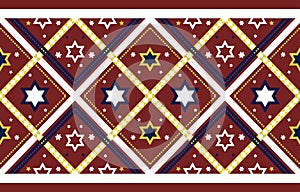 Geometric red star colorful. retro ethnic vector texture pattern design for cloth fabric, carpet.