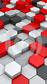 Geometric Red White Gray Hexagonal Pattern Abstract Background