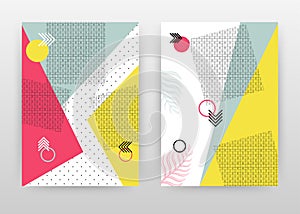 Geometric red, yellow, blue dotted shapes design for annual report, brochure, flyer, poster. Colorful abstract background vector