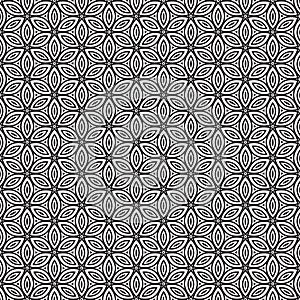 Geometric retro flower pattern black on white