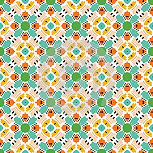 Geometric retro square shapes seamless pattern. All over print vector background. Pretty summer 1950s quilt tile fashion style