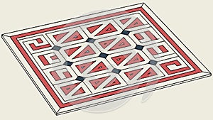 Geometric Rug Pattern Triangles Squares Abstract, vector design Generative AI