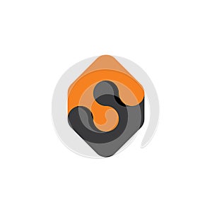 geometric s letter logo orange black icon