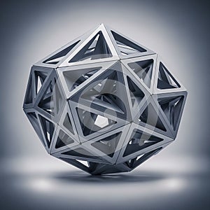 The structure, metallic and sleek, features repeating triangular patterns