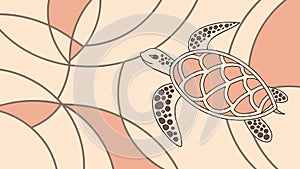 Geometric Sea Turtle Aquatic Pattern, Generative AI