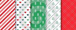 Geometric seamless backgrounds. Christmas patterns. Vector illustration