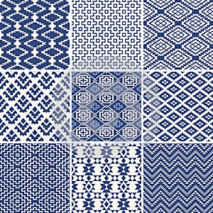 Geometric seamless ethnic background set