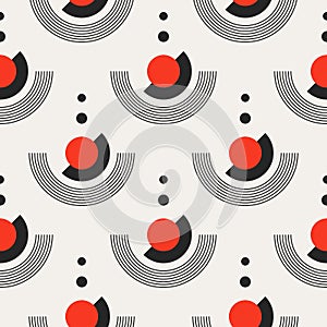 Geometric seamless pattern. Abstract background with circles. Repeating texture. Vector illustration geometric shapes and lines.