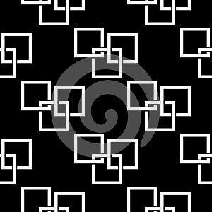 Geometric seamless pattern. Abstract background with square shape elements. Black and white background