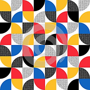 Geometric seamless pattern. Bauhaus abstract background. Repeated color pattern. Mark geometric texture. Repeating geometry shapes photo