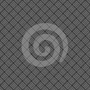 Geometric seamless pattern with black and white cross lines, monochrome braided ornament, classical hatching, graphic texture. Dec