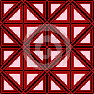 Geometric seamless pattern. Black and white elements on red background