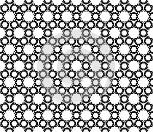 Geometric seamless pattern, black and white figures