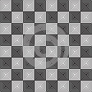 Geometric seamless pattern of black and white square stripes ,vector illustration abstract monochrome background.