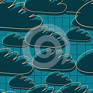 Geometric seamless pattern with cloud sky. Hand drawn night cloud sky wallpaper