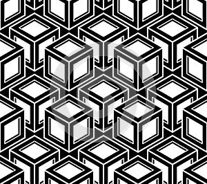 Geometric seamless pattern, endless black and white vector photo