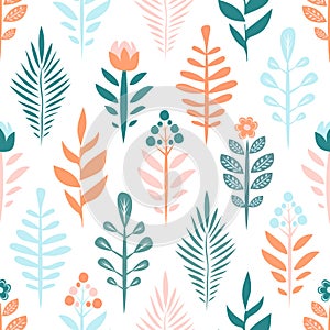 Geometric seamless pattern with flower and plant . Creative texture for fabric, textile