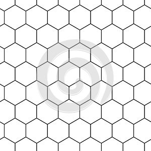 Geometric seamless pattern with hexagons, black and white tile. Honeycomb background. Outline design. Vector