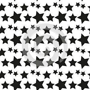 Geometric seamless pattern. Monochrome randomly abstract vector texture with stars