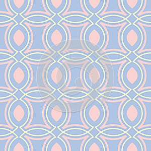 Geometric seamless pattern. Pale blue background with beige and pink elements