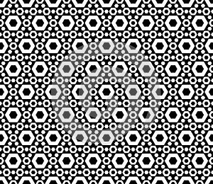 Geometric seamless pattern, perforated hexagons texture