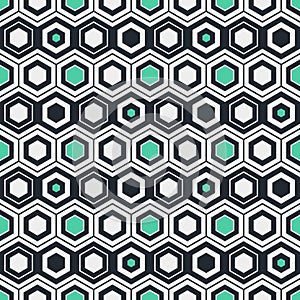 Geometric seamless pattern with polygons. Hexagons abstract background. Modern honeycomb ornament. Vector illustration.