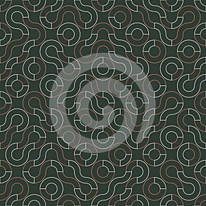 Geometric seamless pattern. Random Truchet vector repeat background.