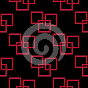 Geometric seamless pattern. Red and black abstract background with square elements