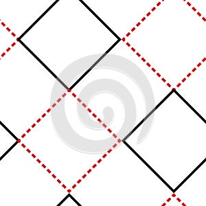 Geometric seamless pattern with red and black square. Vector illustration