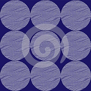 Geometric seamless pattern with repeated stabilize textured circles.