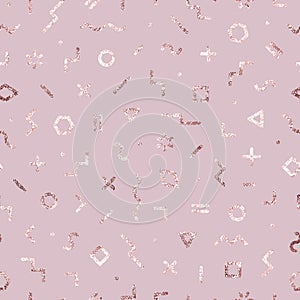 Geometric seamless pattern. Repeating geometry glitter shape. Pink background for design prints. Repeated bling texture. Repeat mo
