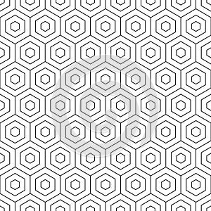 Geometric seamless pattern. Repeating hexagon lattice. Repeated black honeycomb isolated on white background