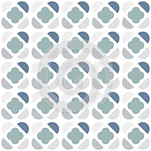 Geometric  seamless pattern with semicircles and clover shape in scandinavian style. photo