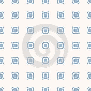 Geometric seamless pattern with small curved squares. Light blue and beige color