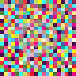 Geometric seamless pattern of square, abstract background. Checkered design, bright multicolored squares. For the