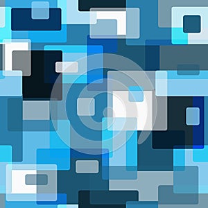 Geometric seamless pattern with translucent blue rectangles