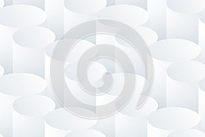 Seamless pattern, minimalistic abstract background with volumetric geometry in white. Vector.