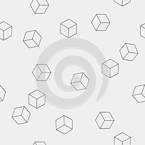 Geometric seamless simple monochrome minimalistic pattern of cube shapes