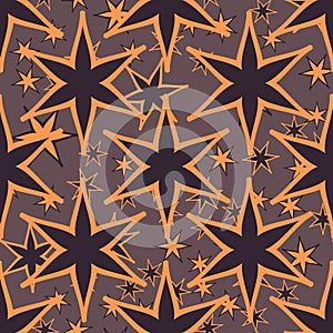 Geometric Seamless Star Shapes Pattern. Repeating Background Texture in Brown. Stylish Vector Illustration Print