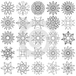 Geometric set stars and flowers for gifts and holidays pattern EPS10