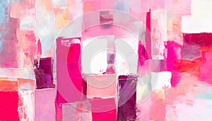 Geometric shades of pink and white abstract background texture painted rectangles