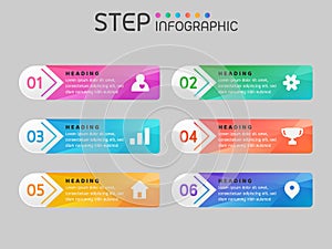 Geometric shape elements with steps,options,milestone,processes or workflow.Business data visualization.Creative step infographic